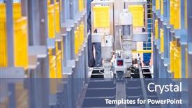  Presentation with artificial intelligence - Slide deck consisting of artificial intelligence equipment in warehouse background and a ocean colored foreground