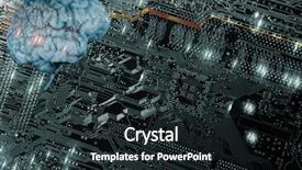  Presentation with brain computer - Beautiful slide set featuring artificial intelligence futuristic and communication backdrop and a wine colored foreground