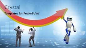  Presentation with intelligence - Slide set consisting of artificial-intelligence-helping-support-economic background and a light blue colored foreground