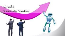  Presentation with intelligence - PPT theme having artificial-intelligence-helping-support-economic background and a white colored foreground