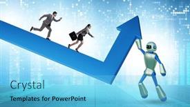  Presentation with artificial intelligence - PPT theme enhanced with artificial-intelligence-helping-support-economic background and a light blue colored foreground