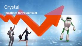  Presentation with intelligence - Presentation theme featuring artificial-intelligence-helping-support-economic background and a teal colored foreground