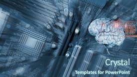  Presentation with artificial intelligence human brain - Theme having artificial intelligence human brain electronics background and a ocean colored foreground