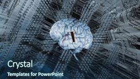  Presentation with artificial intelligence human brain - PPT theme enhanced with artificial intelligence human brain background and a  colored foreground