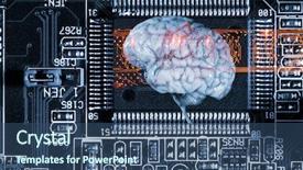  Presentation with artificial intelligence human brain - Beautiful presentation featuring artificial intelligence human brain backdrop and a ocean colored foreground