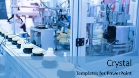  Presentation with industrial machine - Colorful slide deck enhanced with artificial intelligence machine at industrial backdrop and a light blue colored foreground