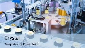  Presentation with industrial machine - Theme having artificial intelligence machine at industrial background and a light blue colored foreground