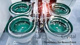  Presentation with industrial machine - Audience pleasing PPT theme consisting of artificial-intelligence-machine-at-industrial backdrop and a light blue colored foreground