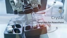  Presentation with machine battery - PPT theme consisting of artificial-intelligence-machine-at-industrial background and a light blue colored foreground