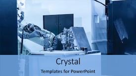  Presentation with industrial machine - Presentation with artificial intelligence machine at industrial background and a light blue colored foreground