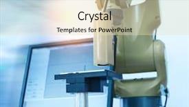  Presentation with artificial intelligence - Cool new presentation with artificial intelligence machine at industrial backdrop and a lemonade colored foreground