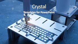  Presentation with cnc machine - Theme with artificial intelligence machine at industrial background and a  colored foreground