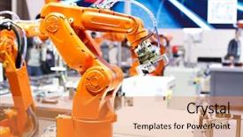  Presentation with factory machine - Amazing presentation design having artificial intelligence machine in modern backdrop and a gold colored foreground