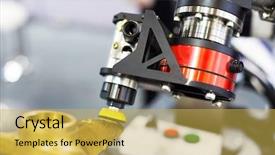  Presentation with artificial intelligence - Audience pleasing PPT theme consisting of artificial intelligence machine in modern backdrop and a yellow colored foreground