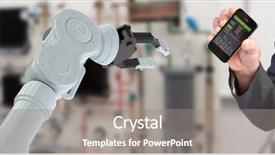  Presentation with smartphone - Theme with artificial intelligence red - hand of businessman showing smartphone background and a gray colored foreground