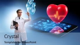  Presentation with artificial intelligence - Cool new theme with artificial intelligence red - heart treatment in telemedicine concept backdrop and a  colored foreground