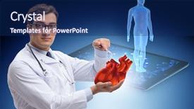  Presentation with telemedicine - Presentation theme consisting of artificial intelligence red - heart treatment in telemedicine concept background and a  colored foreground