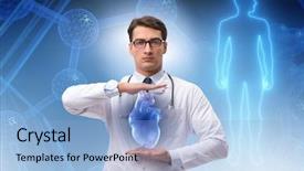  Presentation with engineering heat treatment - Slides featuring artificial intelligence red - heart treatment in telemedicine concept background and a light blue colored foreground