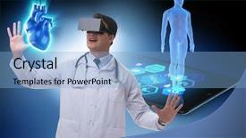  Presentation with telemedicine - PPT theme consisting of artificial intelligence red - heart treatment in telemedicine concept background and a light blue colored foreground