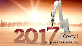  Presentation with medical robot hand and person - Amazing PPT theme having artificial intelligence red - robot hand holding number backdrop and a coral colored foreground