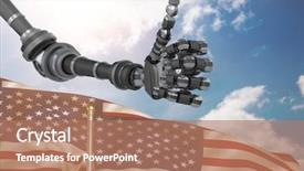  Presentation with intelligence - Audience pleasing PPT theme consisting of artificial intelligence red - robot with thumbs up backdrop and a coral colored foreground