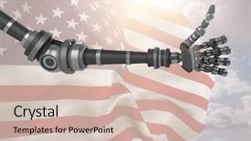  Presentation with intelligence - Cool new slide set with artificial intelligence red - robot with thumbs up backdrop and a soft green colored foreground