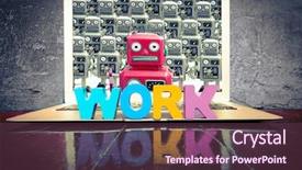  Presentation with artificial intelligence robots - Theme having artificial intelligence red - robots are working on it background and a tawny brown colored foreground