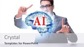  Presentation with artificial intelligent - Slide deck having artificial-intelligent-concept-with-businessman background and a sky blue colored foreground