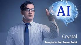  Presentation with artificial intelligent - Slide deck enhanced with artificial-intelligent-concept-with-businessman background and a teal colored foreground