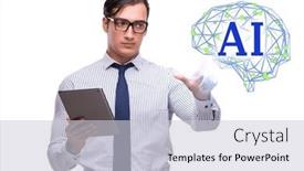  Presentation with artificial intelligent - Presentation featuring artificial-intelligent-concept-with-businessman background and a light gray colored foreground