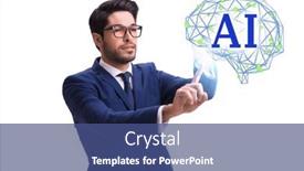  Presentation with artificial intelligent - Presentation design featuring artificial-intelligent-concept-with-businessman background and a ocean colored foreground