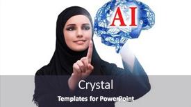  Presentation with artificial intelligent - PPT theme with artificial-intelligent-concept-with-businesswoman background and a tawny brown colored foreground