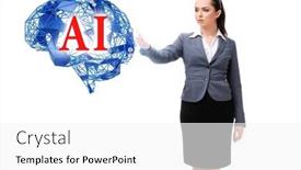  Presentation with artificial intelligent - Presentation theme consisting of artificial-intelligent-concept-with-businesswoman background and a white colored foreground