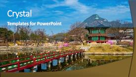  Presentation with korea - PPT layouts featuring gyeongbokgung palace seoul south korea background and a teal colored foreground