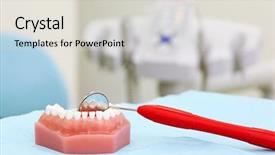  Presentation with jaw - Beautiful PPT layouts featuring artificial jaw and red dental backdrop and a light gray colored foreground