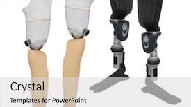  Presentation with artificial intelligence white - Slide deck enhanced with medical appliance - artificial limb under the white background and a light gray colored foreground