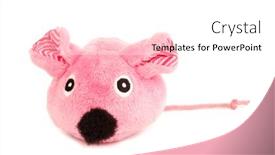 Presentation with cats - PPT theme with artificial-mouse-pink-pet-toy background and a white colored foreground