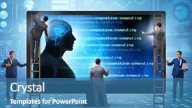  Presentation with artificial neural network - Audience pleasing presentation consisting of artificial neural network - cognitive computing and machine learning backdrop and a teal colored foreground