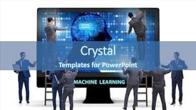  Presentation with learning technology - Theme with artificial neural network - machine learning concept as modern background and a ocean colored foreground