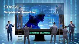  Presentation with learning technology - Audience pleasing slide set consisting of artificial neural network - machine learning concept as modern backdrop and a teal colored foreground