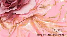  Presentation with decoration - PPT layouts with artificial pink flower for decoration background and a lemonade colored foreground