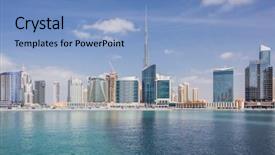  Presentation with khalifa - Amazing PPT layouts having artificial site dubai creek burj backdrop and a light blue colored foreground