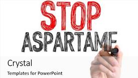  Presentation with sweetener - Beautiful PPT theme featuring artificial sweetener - hand with marker writing stop backdrop and a white colored foreground