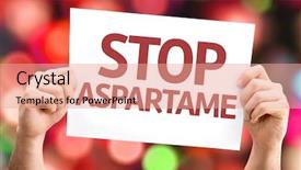  Presentation with colorful fancy carp fish koi - Slide set featuring artificial sweetener - stop aspartame card with colorful background and a coral colored foreground