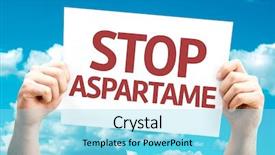  Presentation with stop - PPT theme with artificial sweetener - stop aspartame card with sky background and a arctic colored foreground