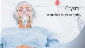  Presentation with female hospital patient - Presentation theme featuring artificial ventilation in the hospital background and a  colored foreground
