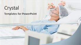  Presentation with female hospital patient - Presentation theme enhanced with artificial ventilation in the hospital background and a  colored foreground