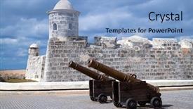  Presentation with castle - Presentation with artillery guns - castle san salvador de la background and a light blue colored foreground