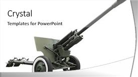  Presentation with aircraft braking - Slides consisting of artillery guns - military anti-aircraft gun on white background and a white colored foreground