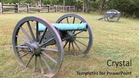  Presentation with military - PPT layouts consisting of artillery guns - pea ridge national military park background and a coral colored foreground